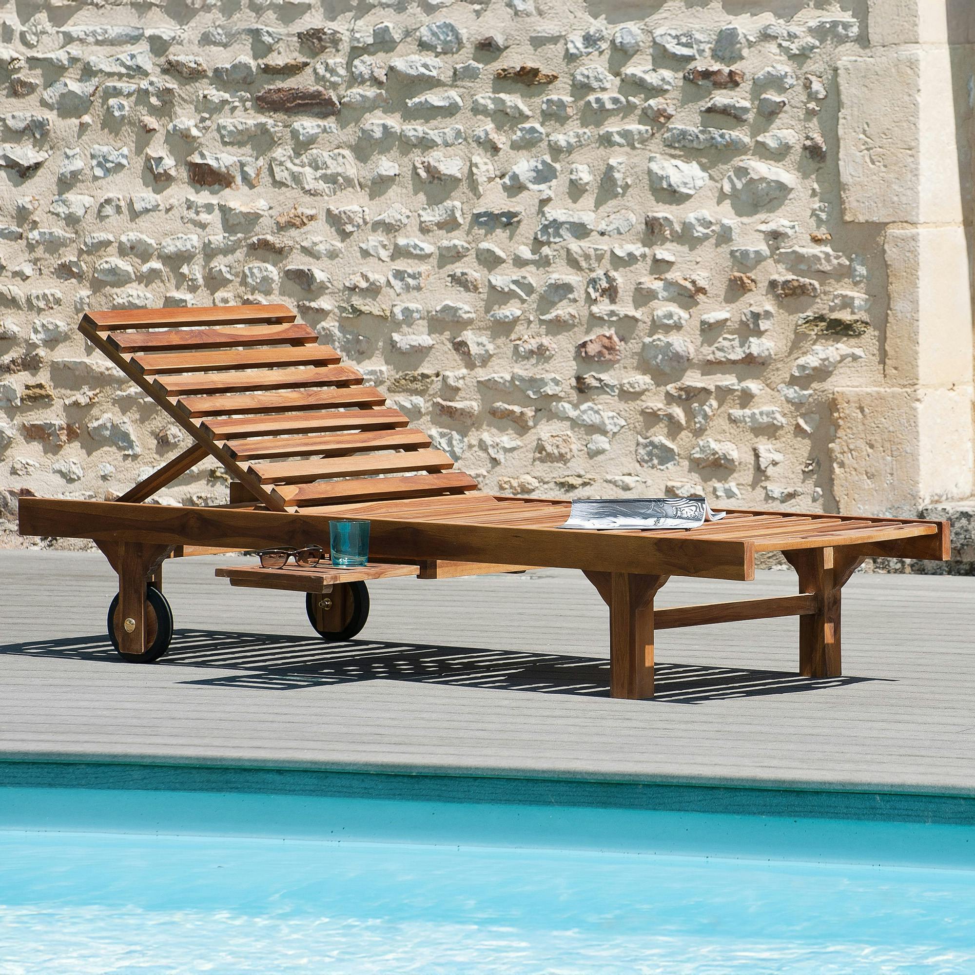 Bain de soleil transat jardin en teck huilé 205cm MACAO