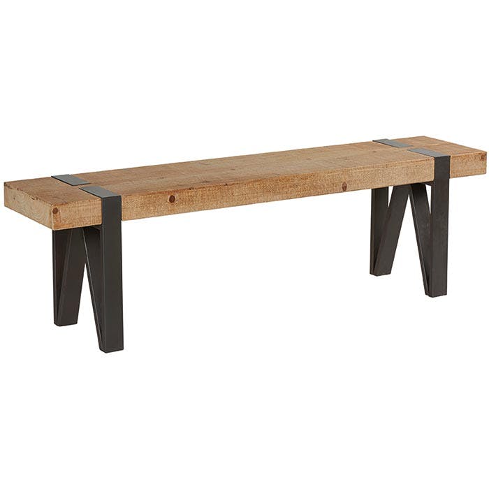 Banc 1m50 en sapin massif doublé et pieds métal 150x34x45cm EPIKA