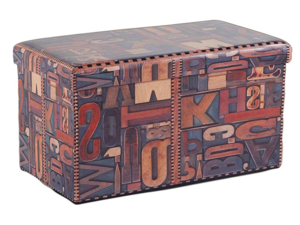 Banc coffre motif lettres