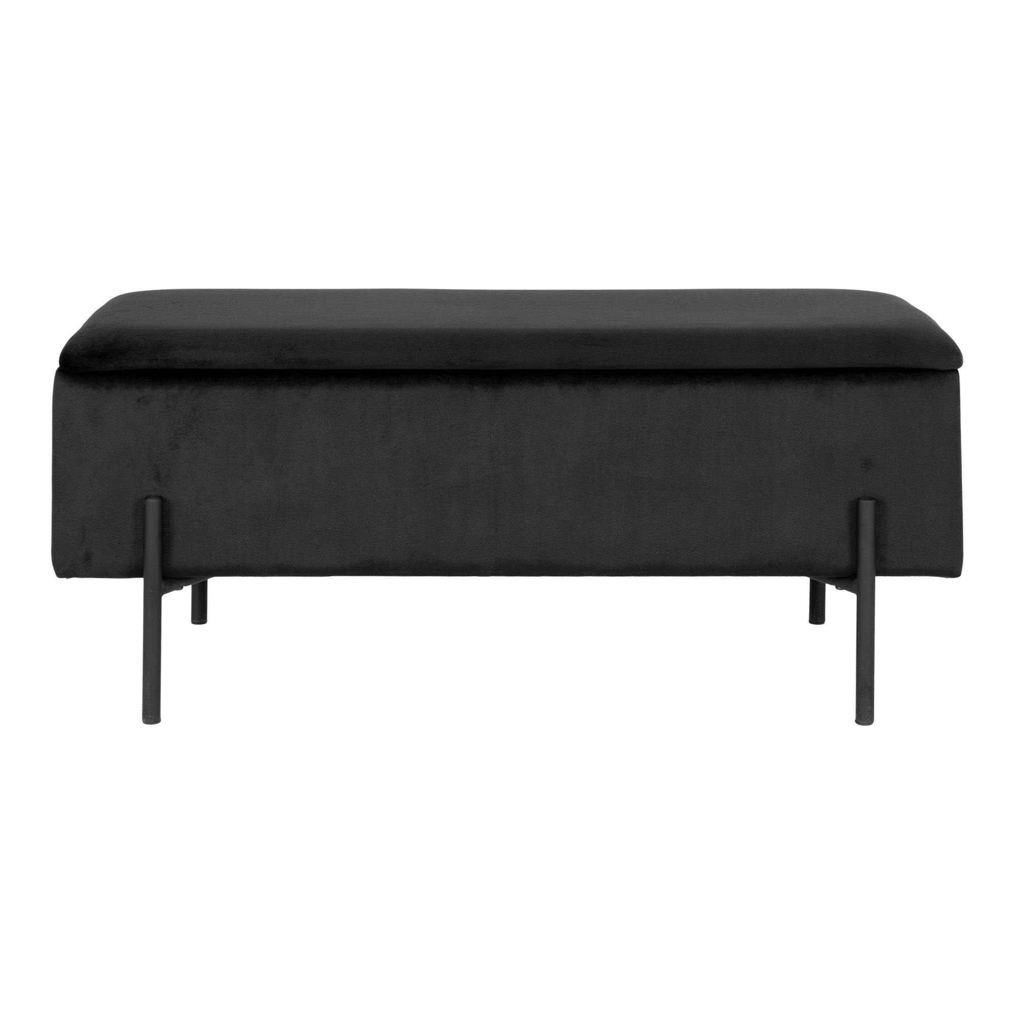 Banc avec rangement en velours noir BRUGES