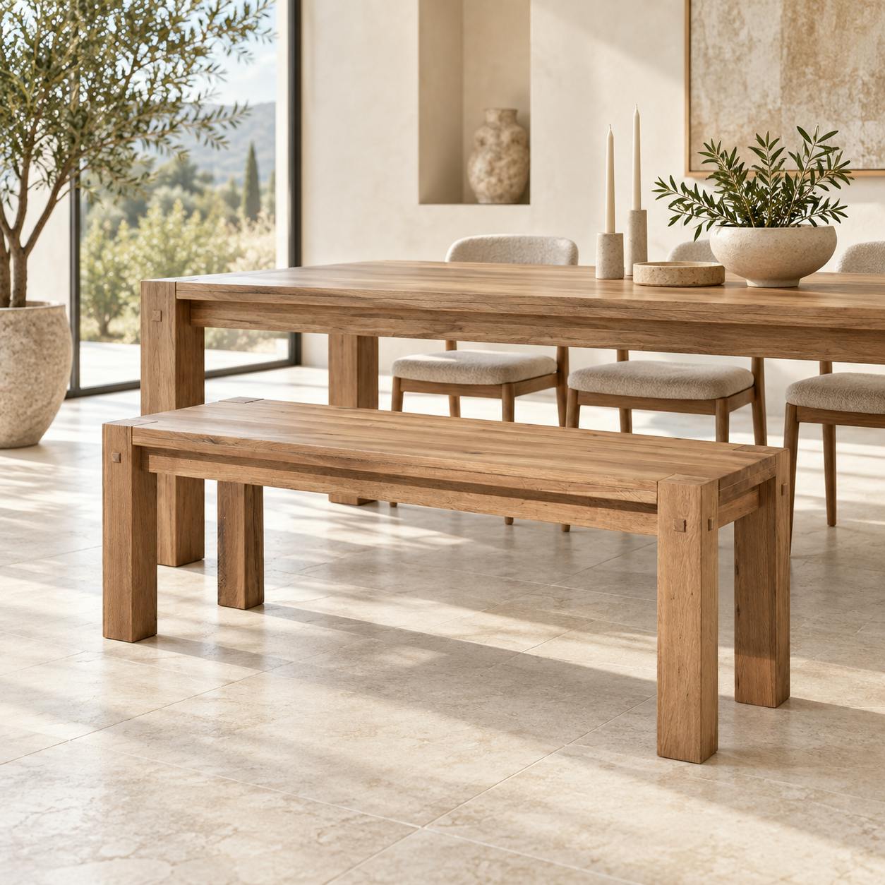 Banc bois chene massif 123cm FJORD