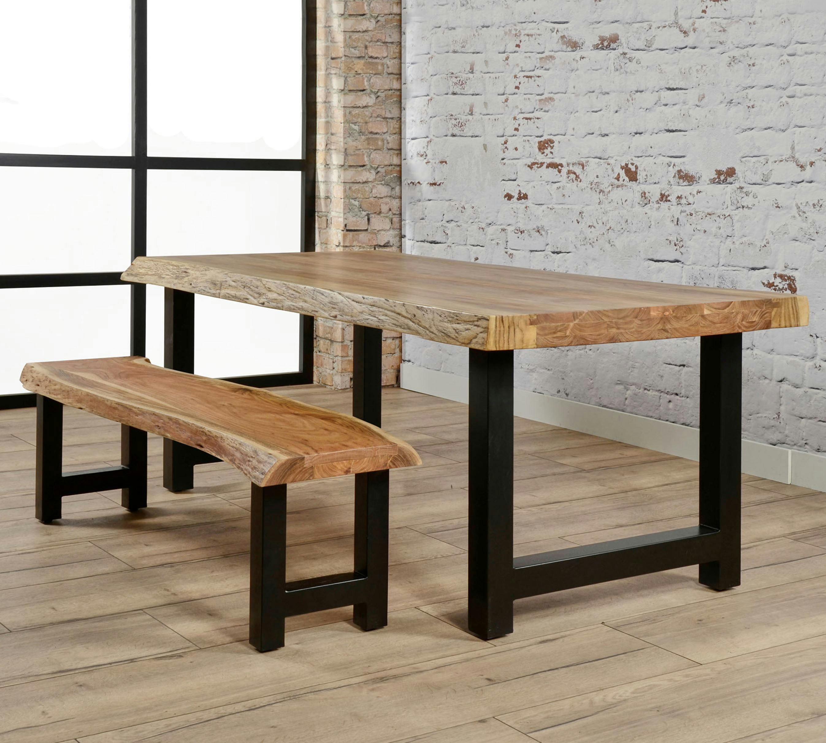 Banc bois massif métal 160cm MELBOURNE