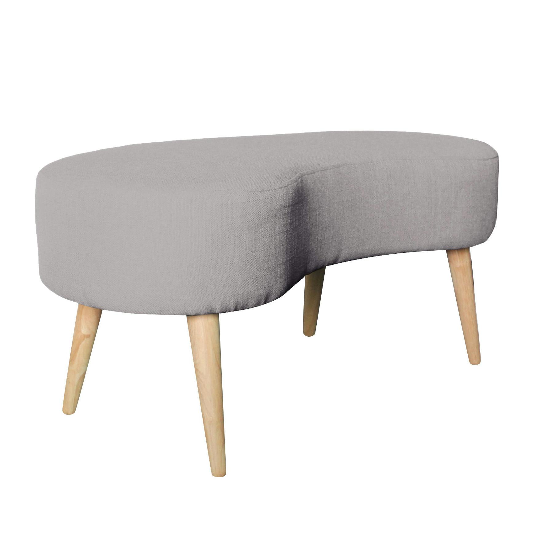 Banc / Bout de lit incurvé forme haricot en tissu gris TIM