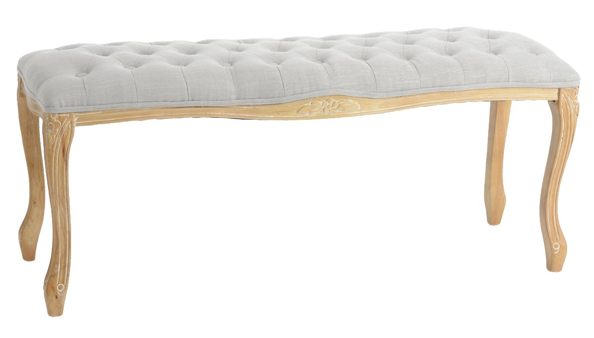 Banc capitonné gris chiné 114 cm