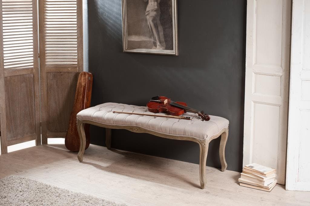 Banc capitonné Tissu Lin 116x43x46 ZAO