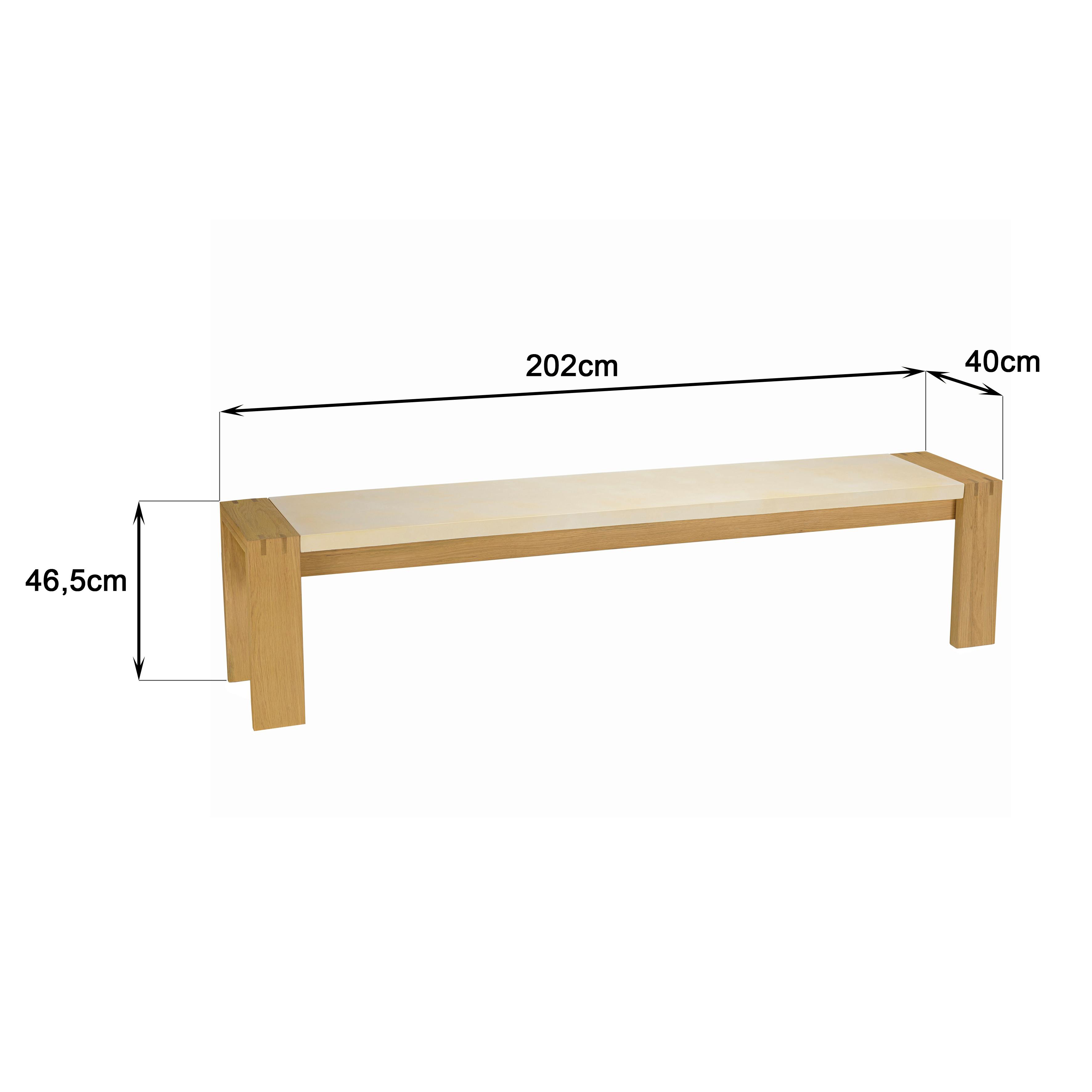 Banc chêne et béton beige 202 cm BRASILIA | Bancs | Pier Import