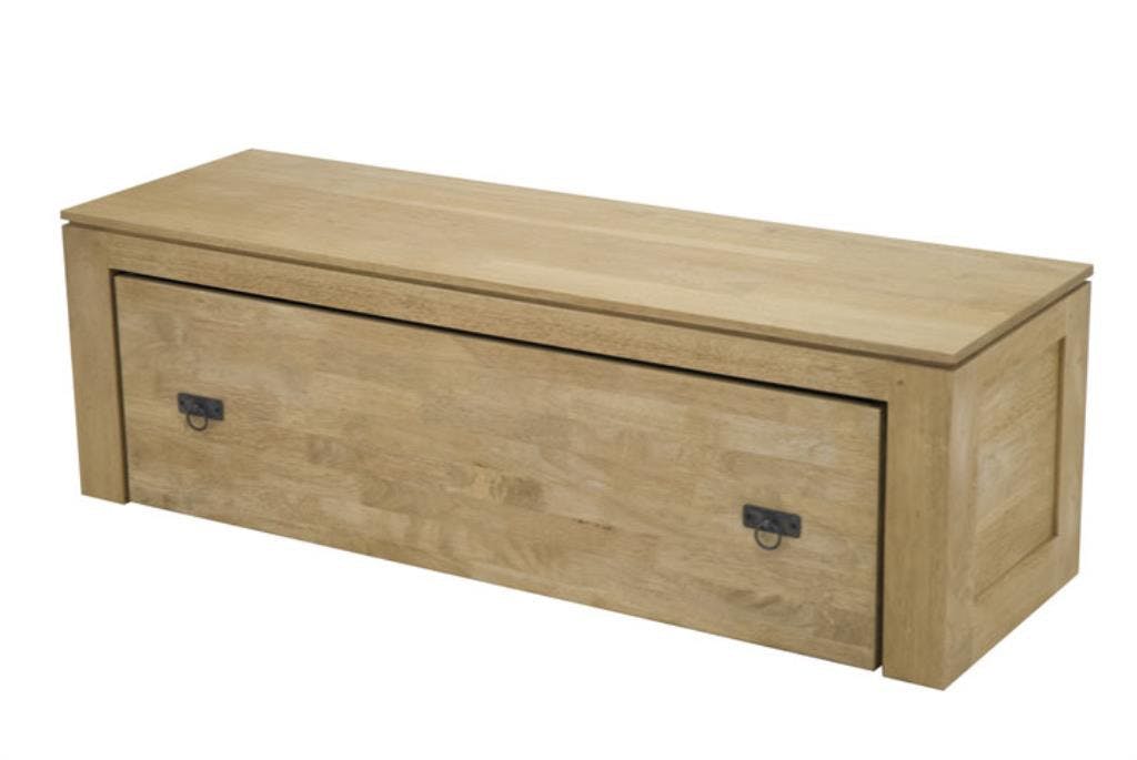 Banc coffre de rangement hévéa 134cm HELENA