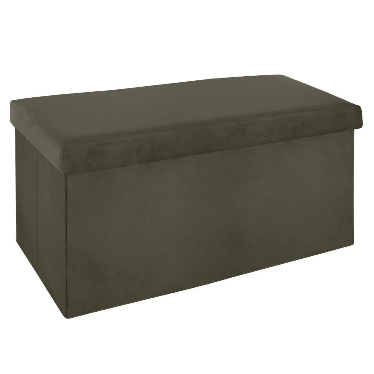 Banc coffre pliable en velours vert kaki