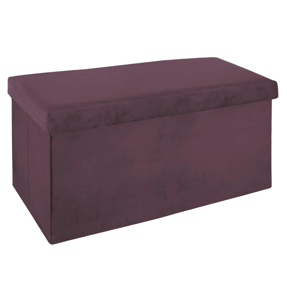 Banc coffre pliable en velours violet