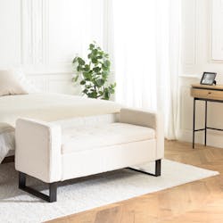 Banc coffre tissu bouclette écru COLOMBUS