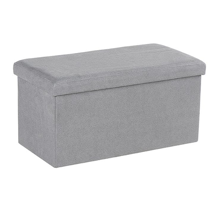 Banc Coffre tissu gris clair façon Suédine 76x37,5x38cm PITCH