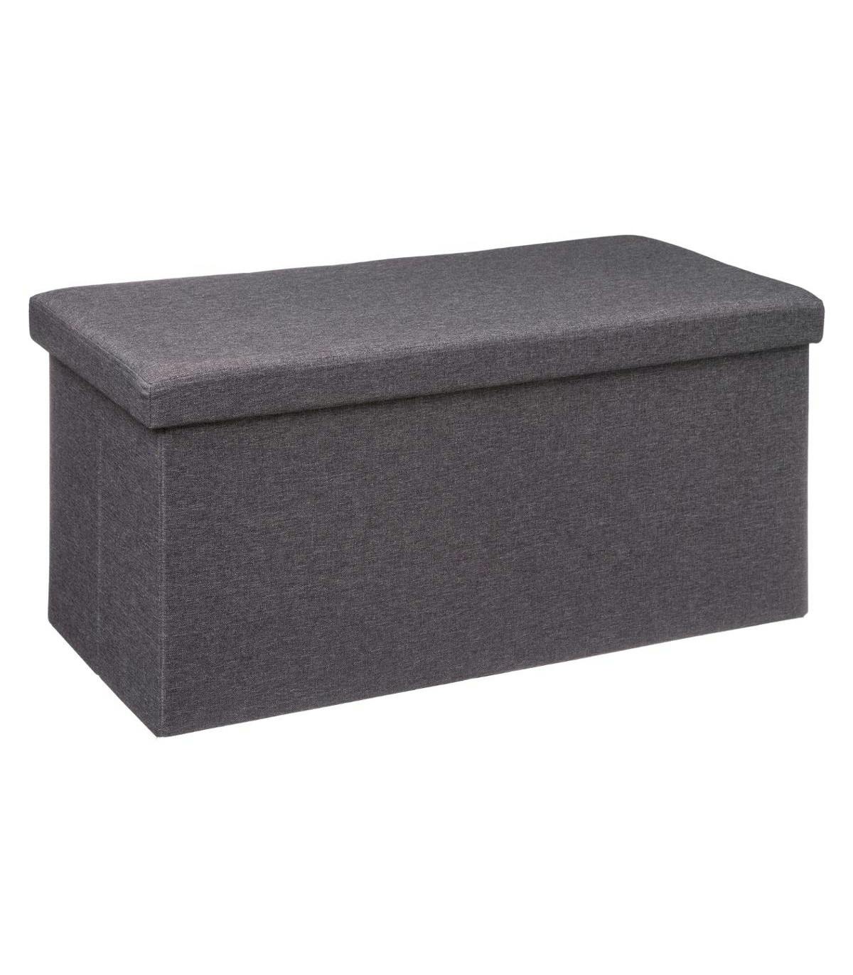 Banc coffre tissu gris foncé