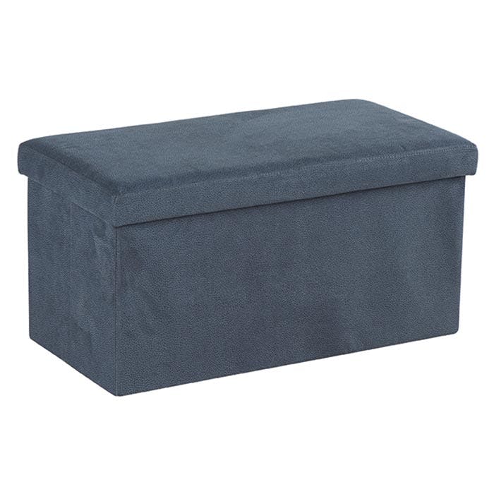Banc Coffre tissu gris foncé façon Suédine 76x37,5x38cm PITCH