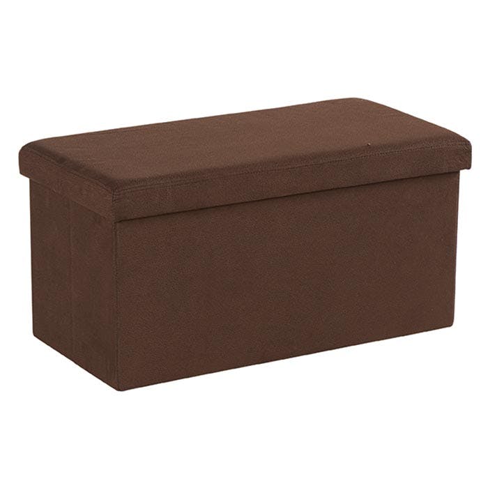 Banc Coffre tissu havane façon Suédine 76x37,5x38cm PITCH