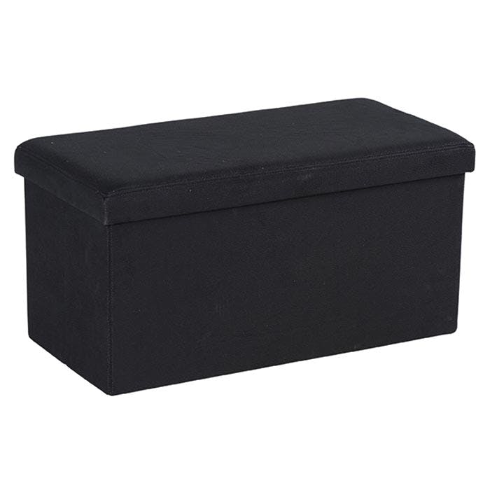 Banc Coffre tissu noir façon Suédine 76x37,5x38cm PITCH