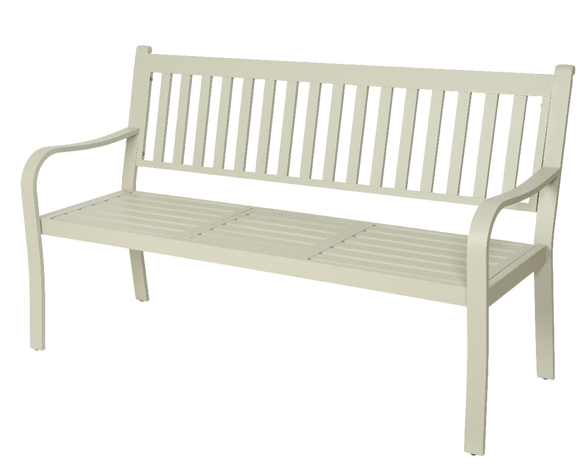 Banc de jardin alu beige 152 cm avec tablette relevable GRENADE