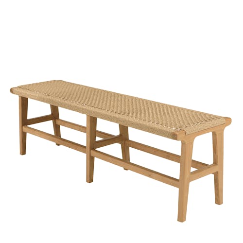 Banc de jardin assise tressée et teck 151 cm SUMMER