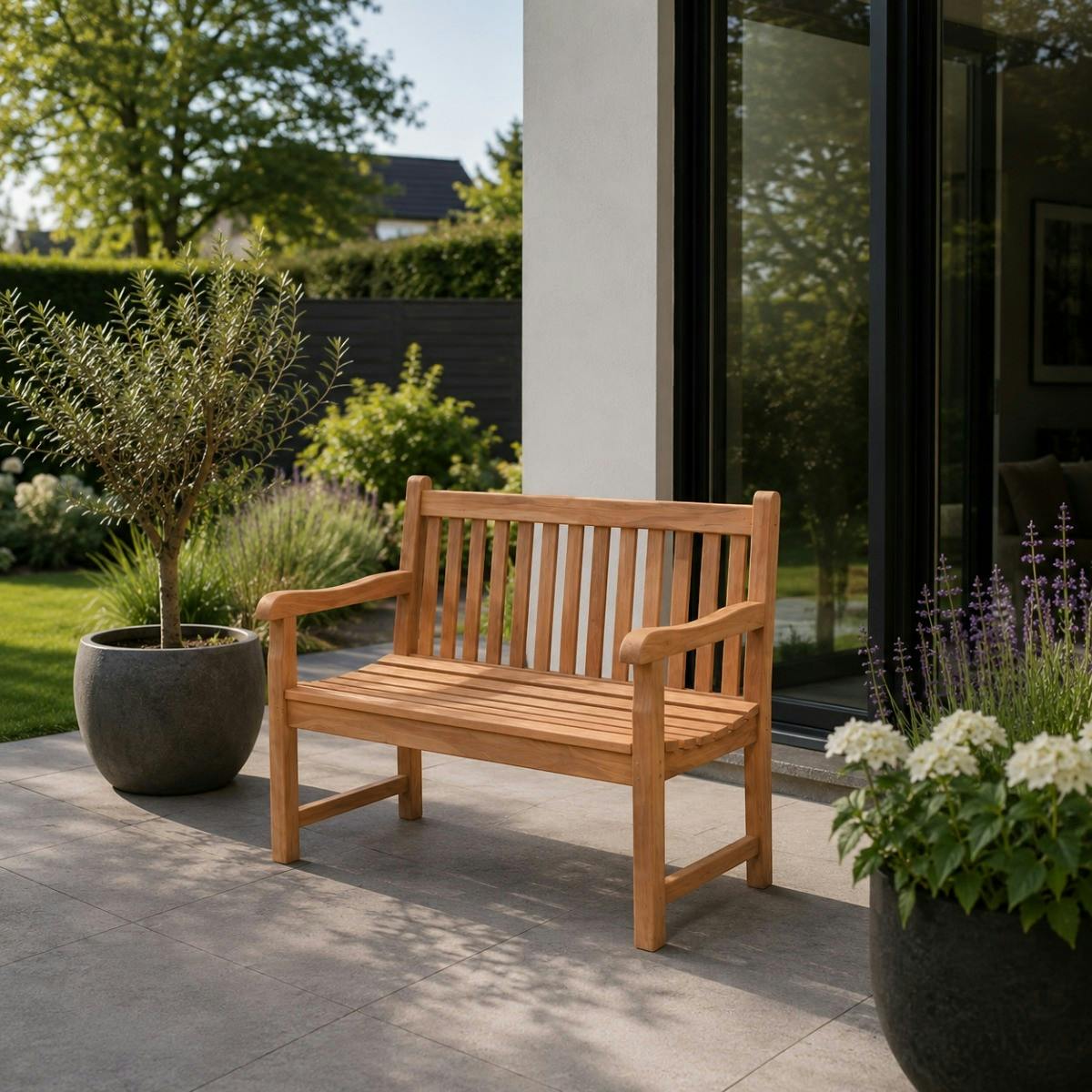 Banc de jardin en bois de teck 120 cm NAYA