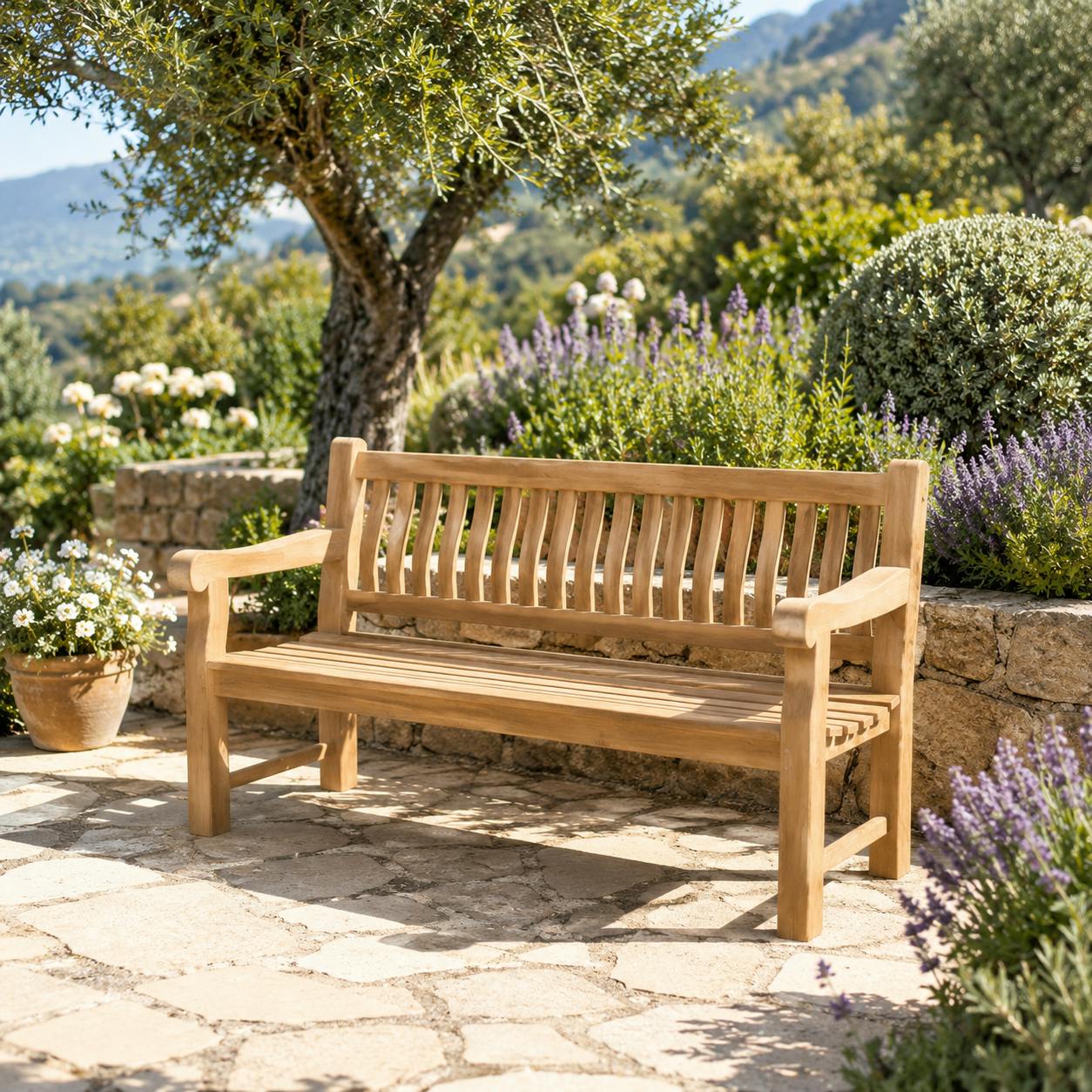 Banc de jardin en bois de teck 200 cm LORCA