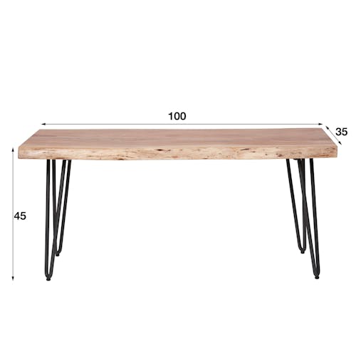 Banc de table à manger bois d'acacia bordure naturelle 100 cm MELBOURNE