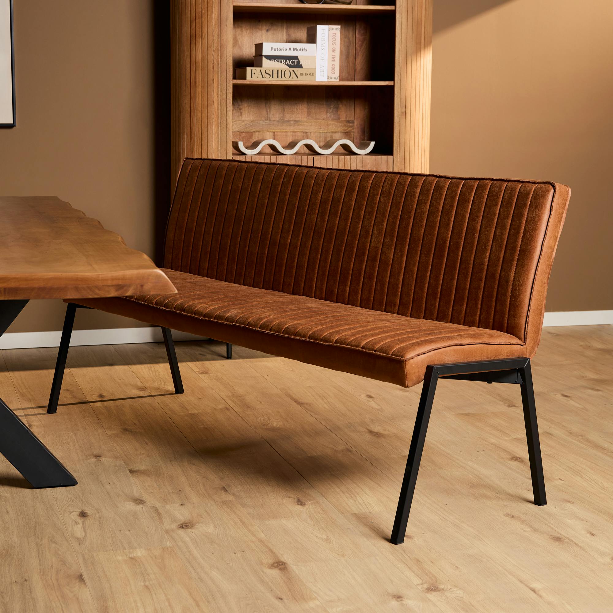 Banc de table à manger cognac à bandes 185 cm CORTINA