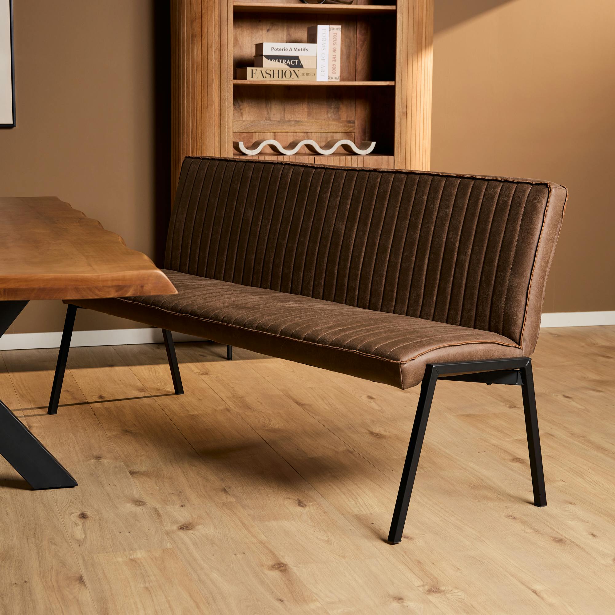 Banc de table à manger marron à bandes 185 cm CORTINA