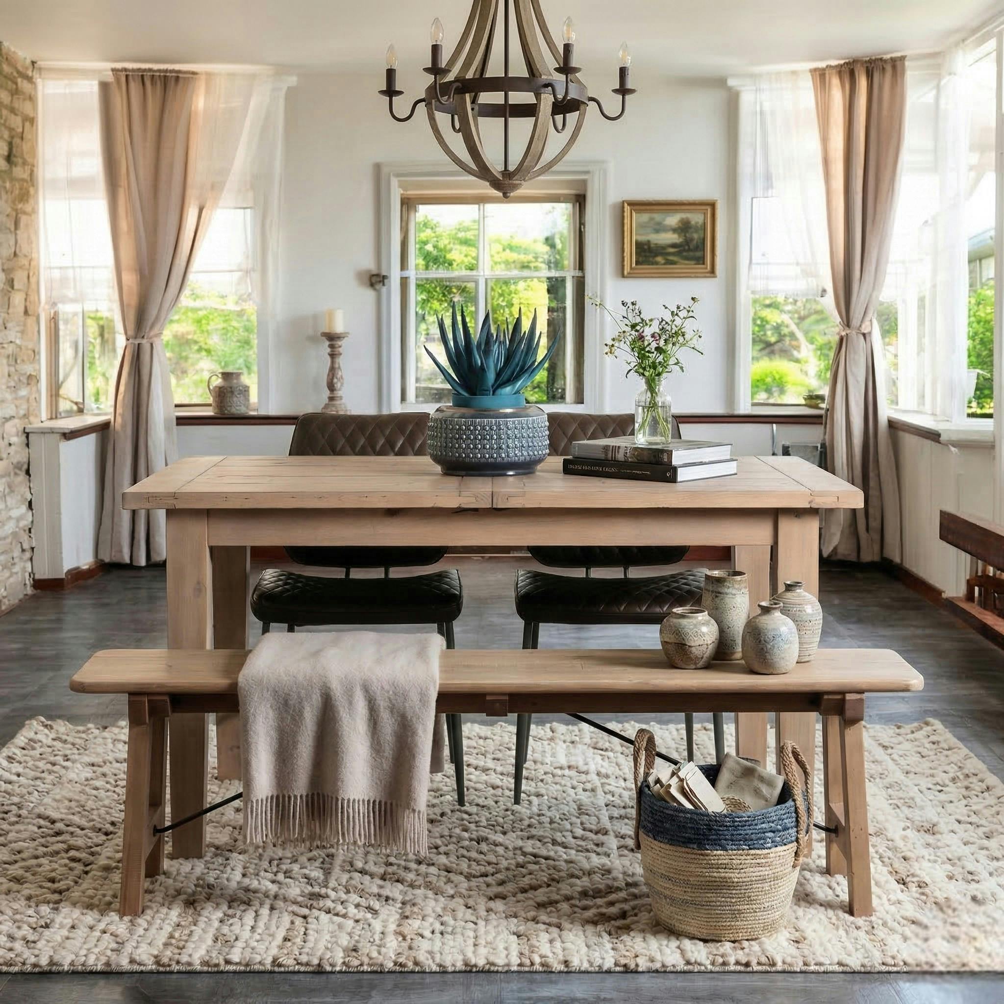 Banc de table bois recyclé clair 150 cm SALERNE