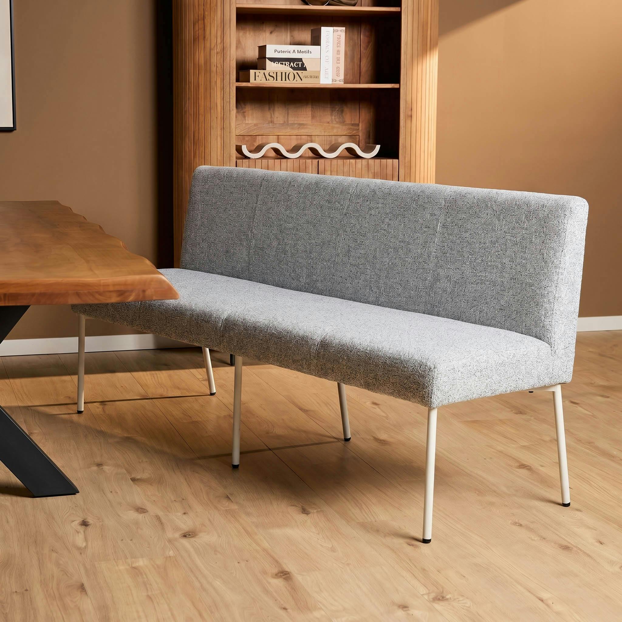 Banc de table gris en tissu 200 cm RIVANO