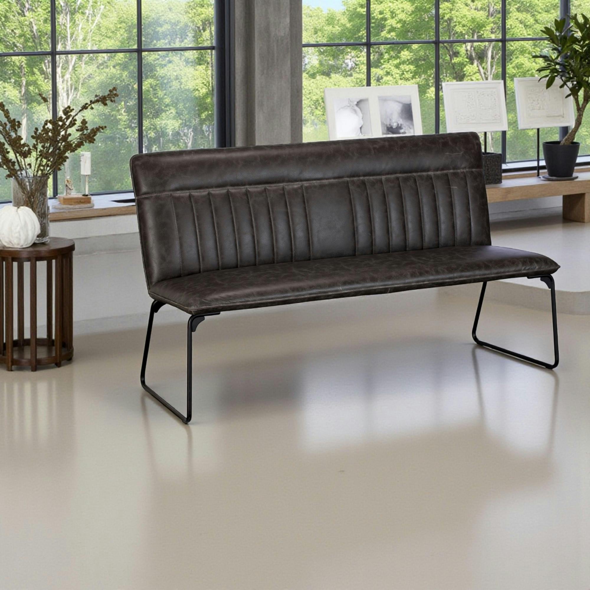 Banc de table industriel gris foncé OKA