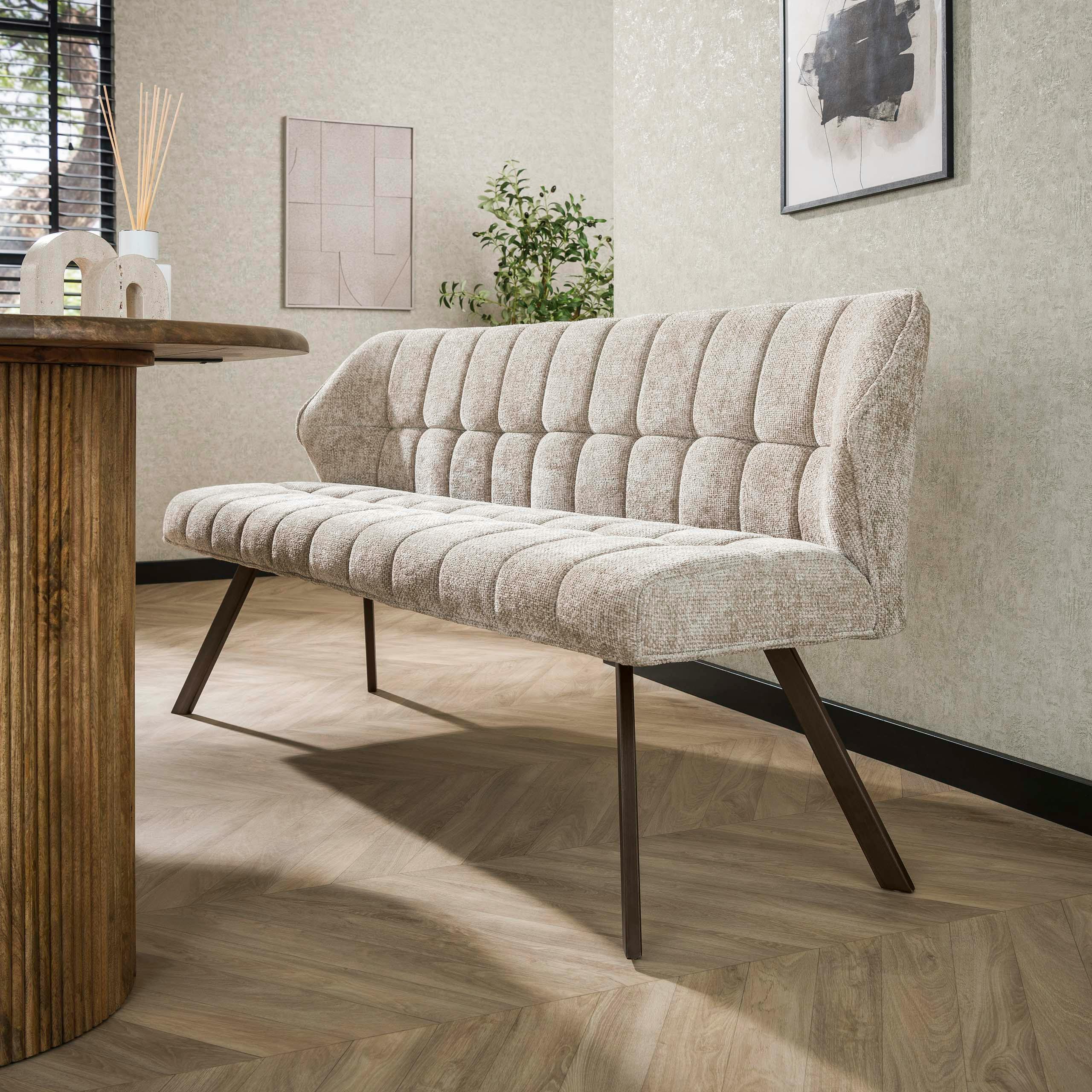 Banc de table sable pieds bronze 180 cm MELBOURNE