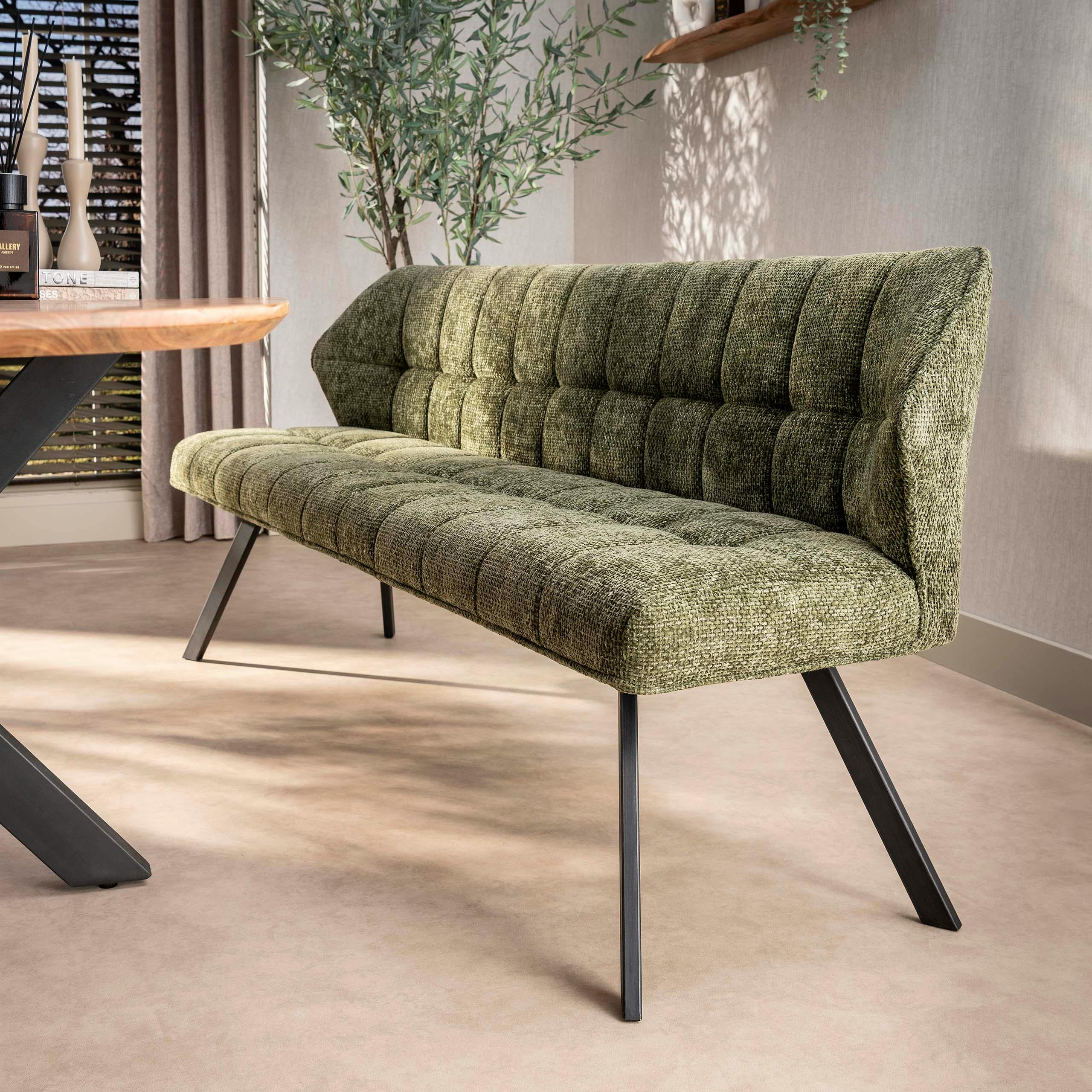 Banc de table vert chenille pieds anthracite 180 cm MELBOURNE