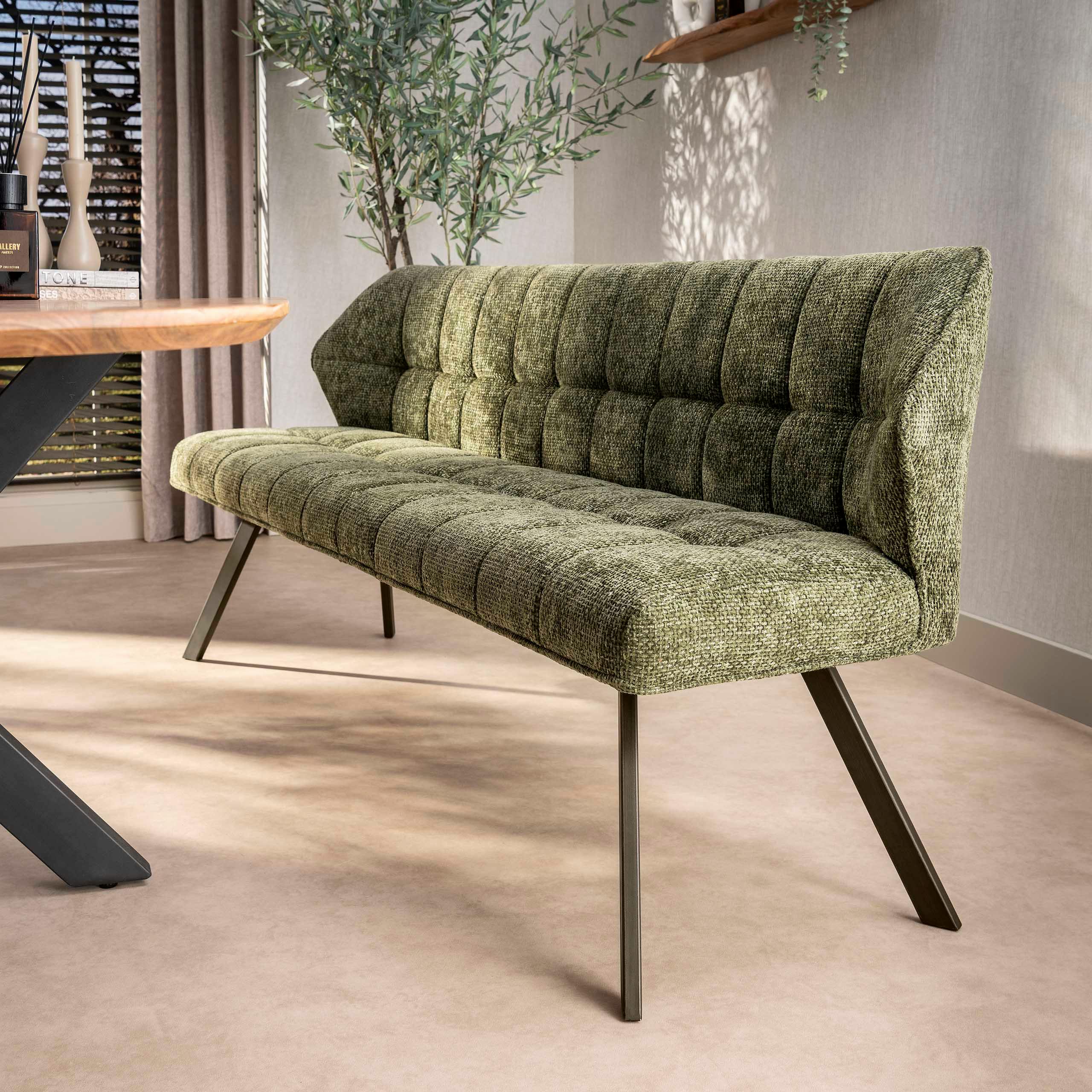 Banc de table vert pieds bronze 180 cm MELBOURNE