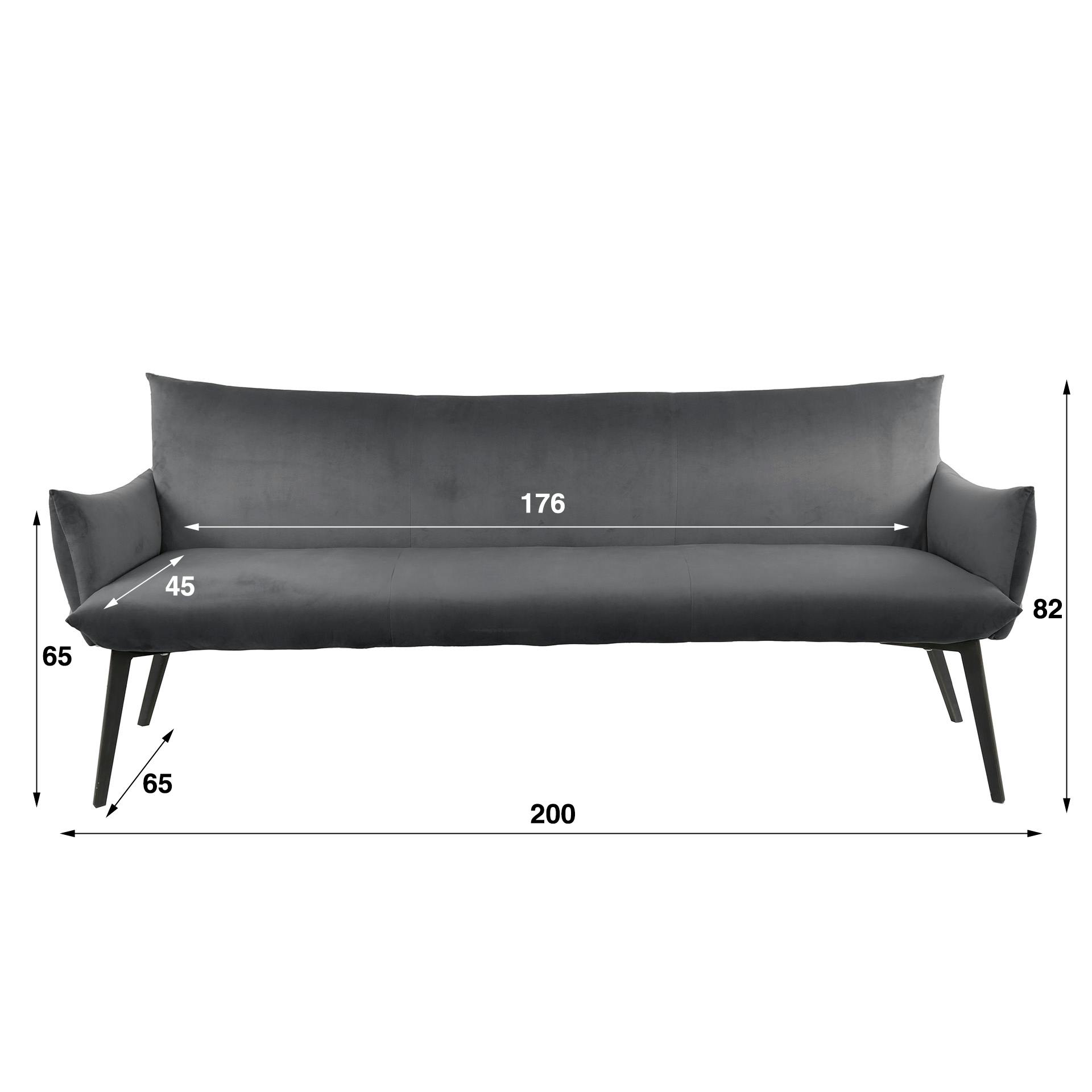 Banc d'entrée en velours gris effet coussin 180 cm MELBOURNE