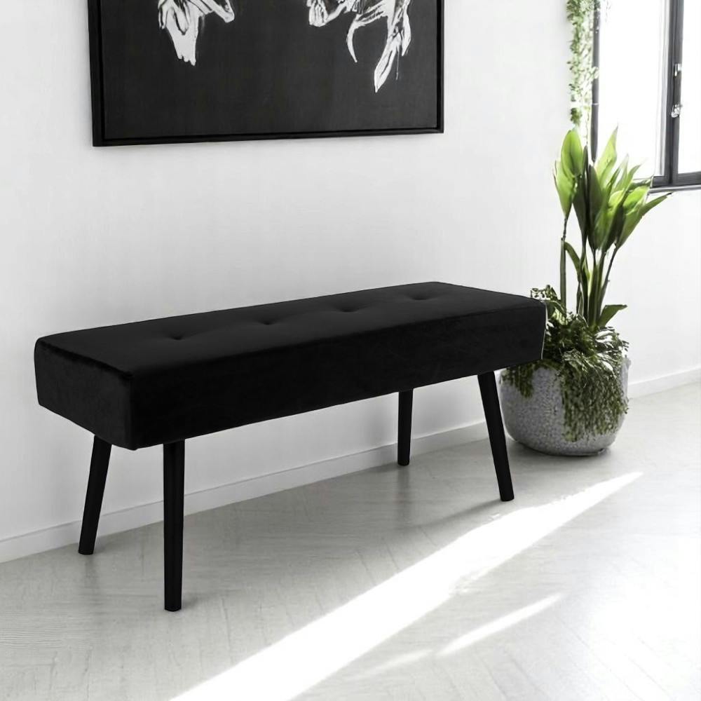 Banc d'entrée en velours noir BRUGES