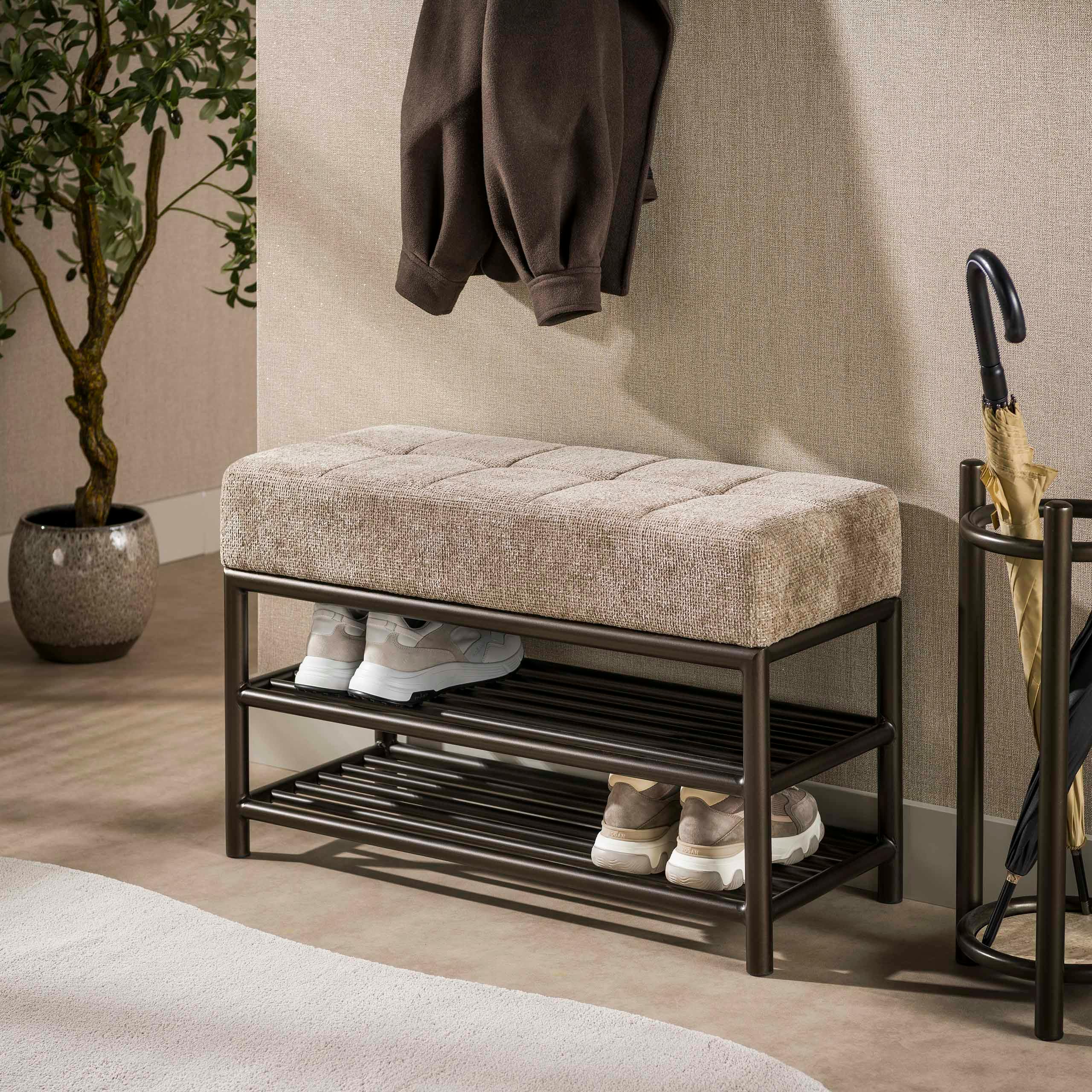 Banc d'entrée rembourré avec rangement chaussures HELSINKI