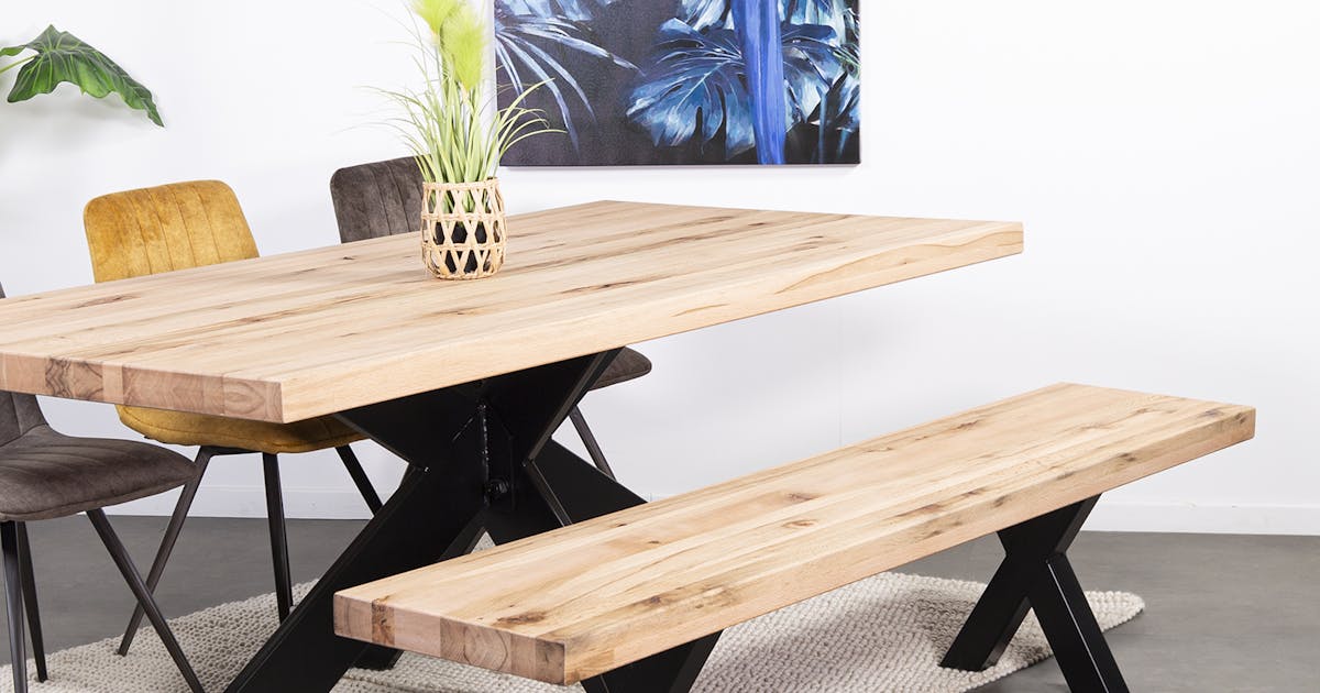 Banc en bois de chêne blanc 200 cm PALERME | Bancs | Pier Import