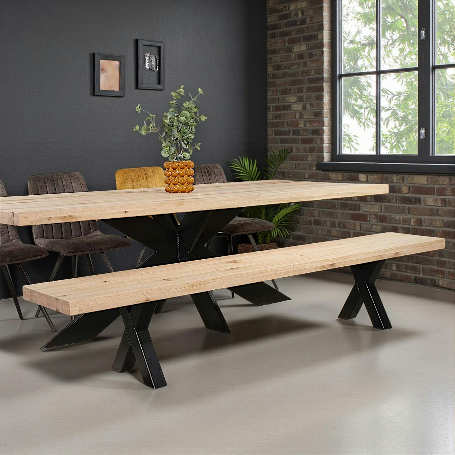 Banc en bois de chêne blanc 240 cm PALERME