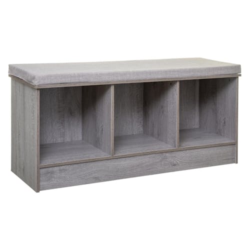Banc en bois grisé avec 3 casiers 105 cm