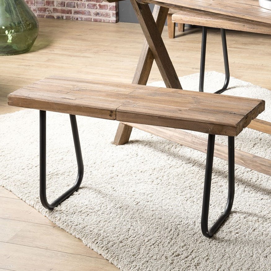 Banc en teck pieds métal JODHPUR