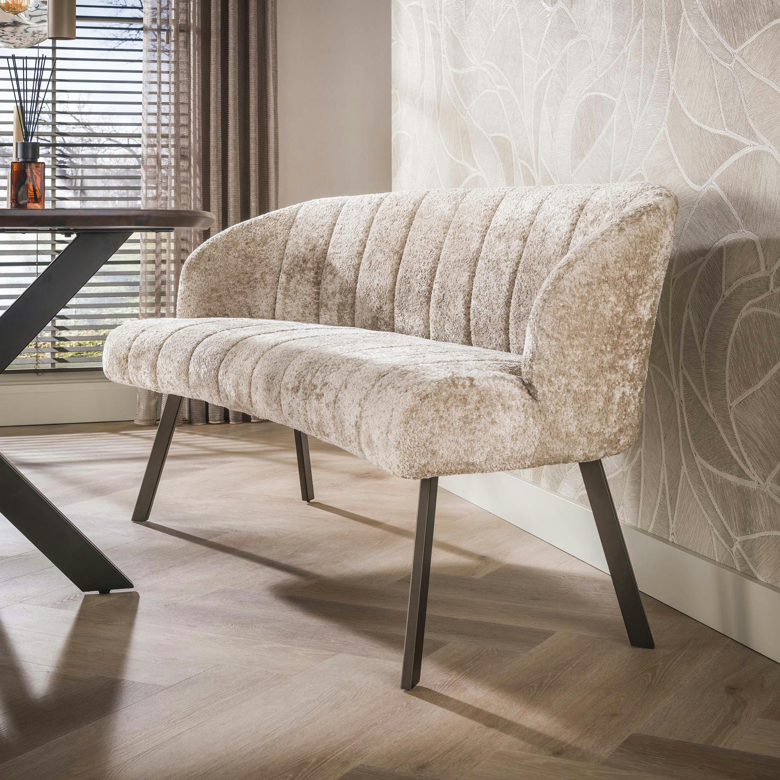 Banc en tissu bouclette sable à bords arrondis 190 cm COLISEE