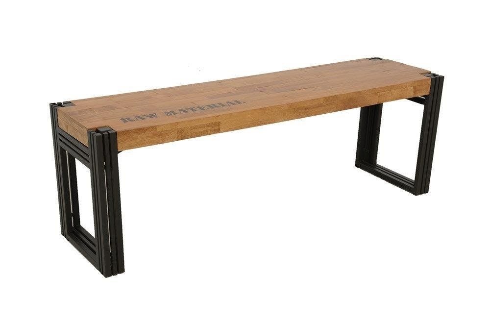 Banc hévéa recyclé naturel et métal noirci 135X36X45cm DOCKER