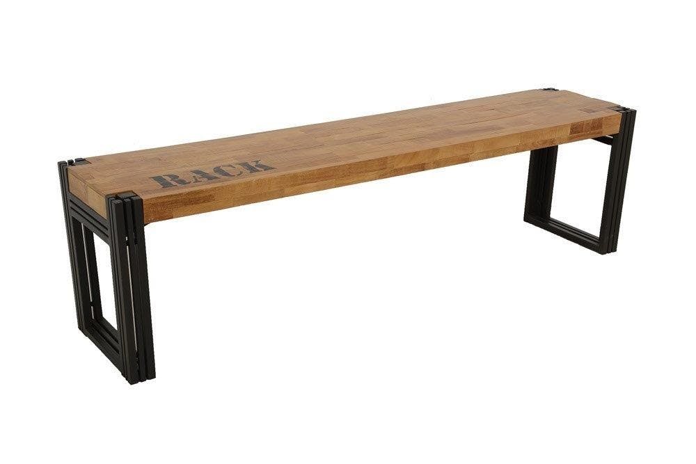 Banc hévéa recyclé naturel et métal noirci 165X36X45cm DOCKER