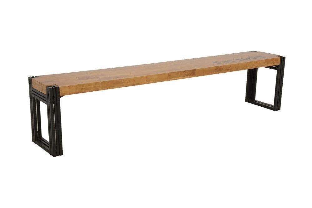 Banc hévéa recyclé naturel et métal noirci 205X36X45cm DOCKER