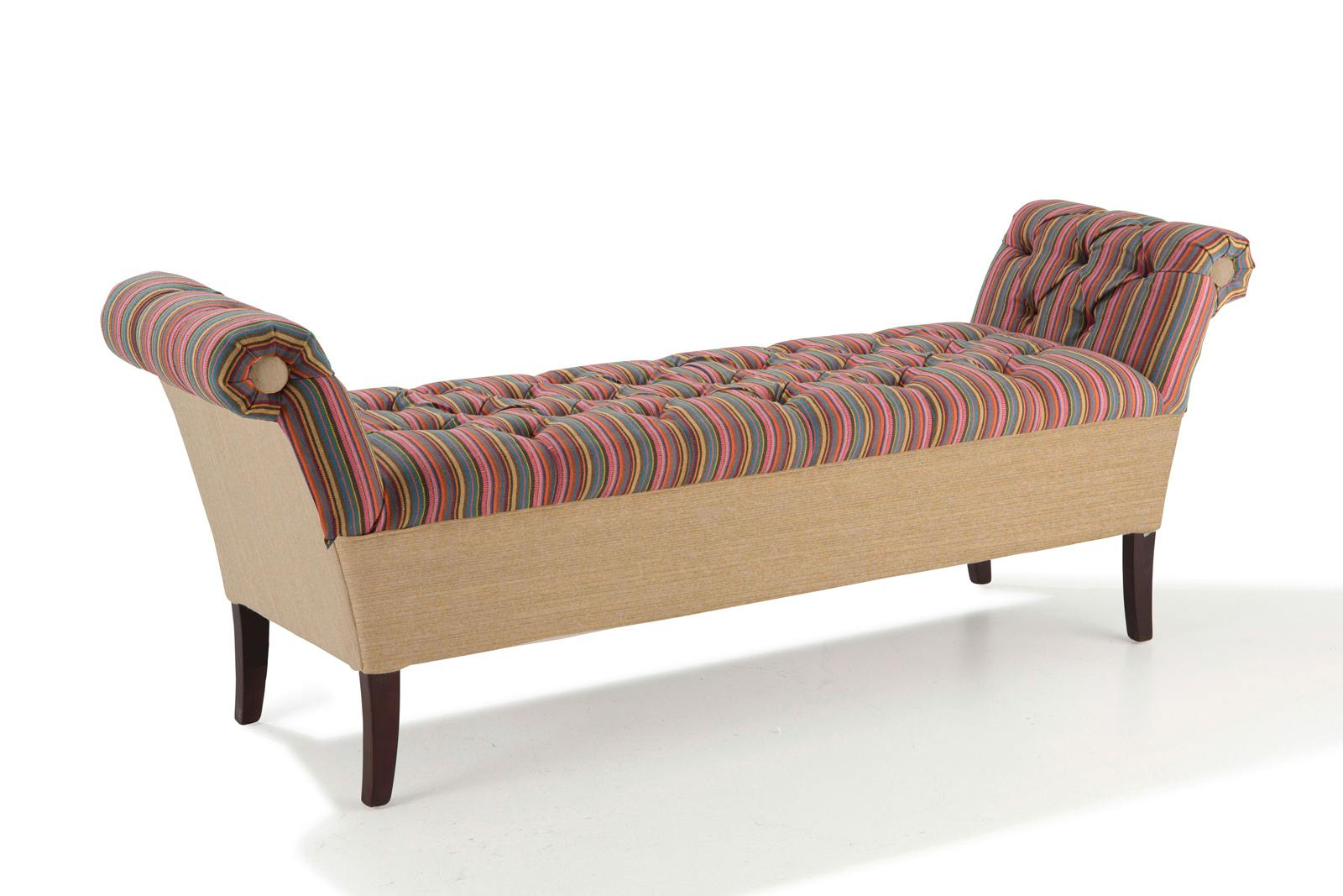 Banc méridienne capitonnée à rayures coton BUTTON