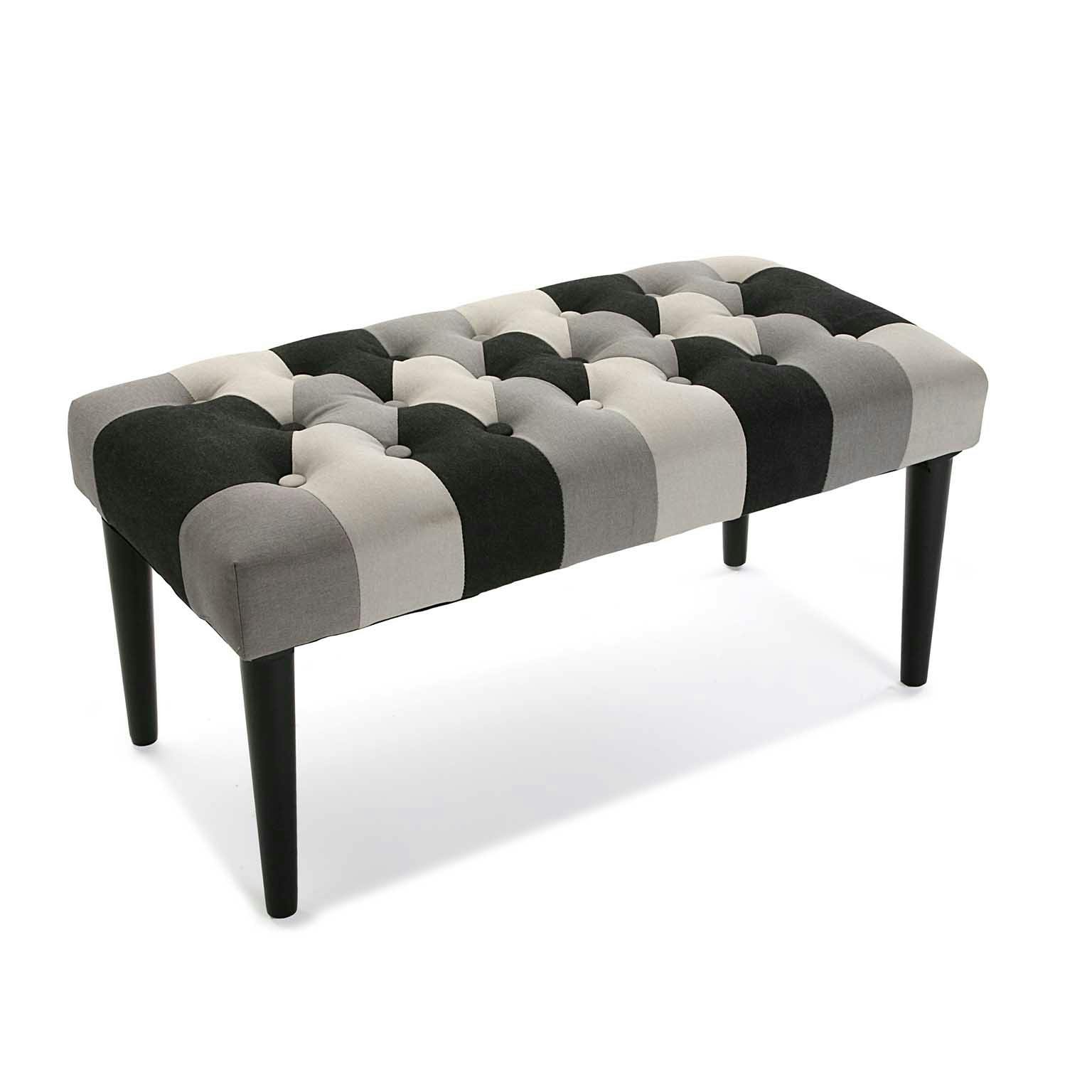 Banc patchwork gris capitonné URBAN 2