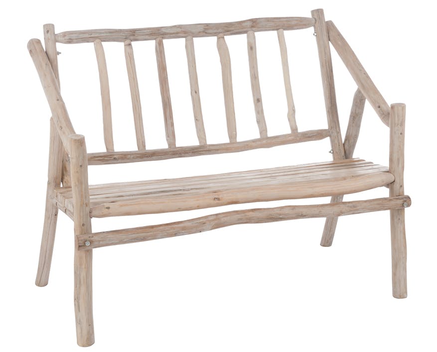 Banc rustique 2 places en bois naturel 113x67x87cm