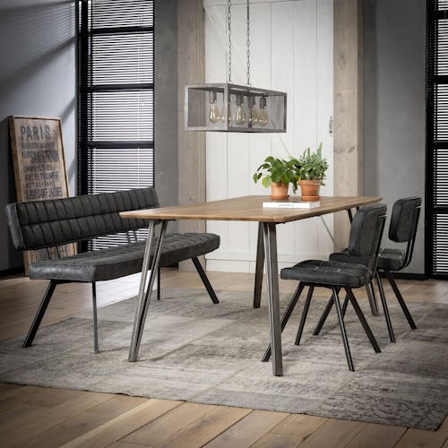 Banc salle à manger noir avec dossier 180 cm