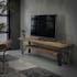 Meuble TV en bois recyle et metal de style industriel