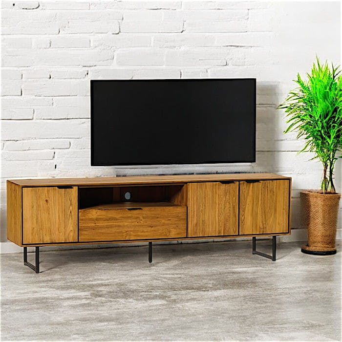 Banc tv en bois de teck recyclé DEPOK