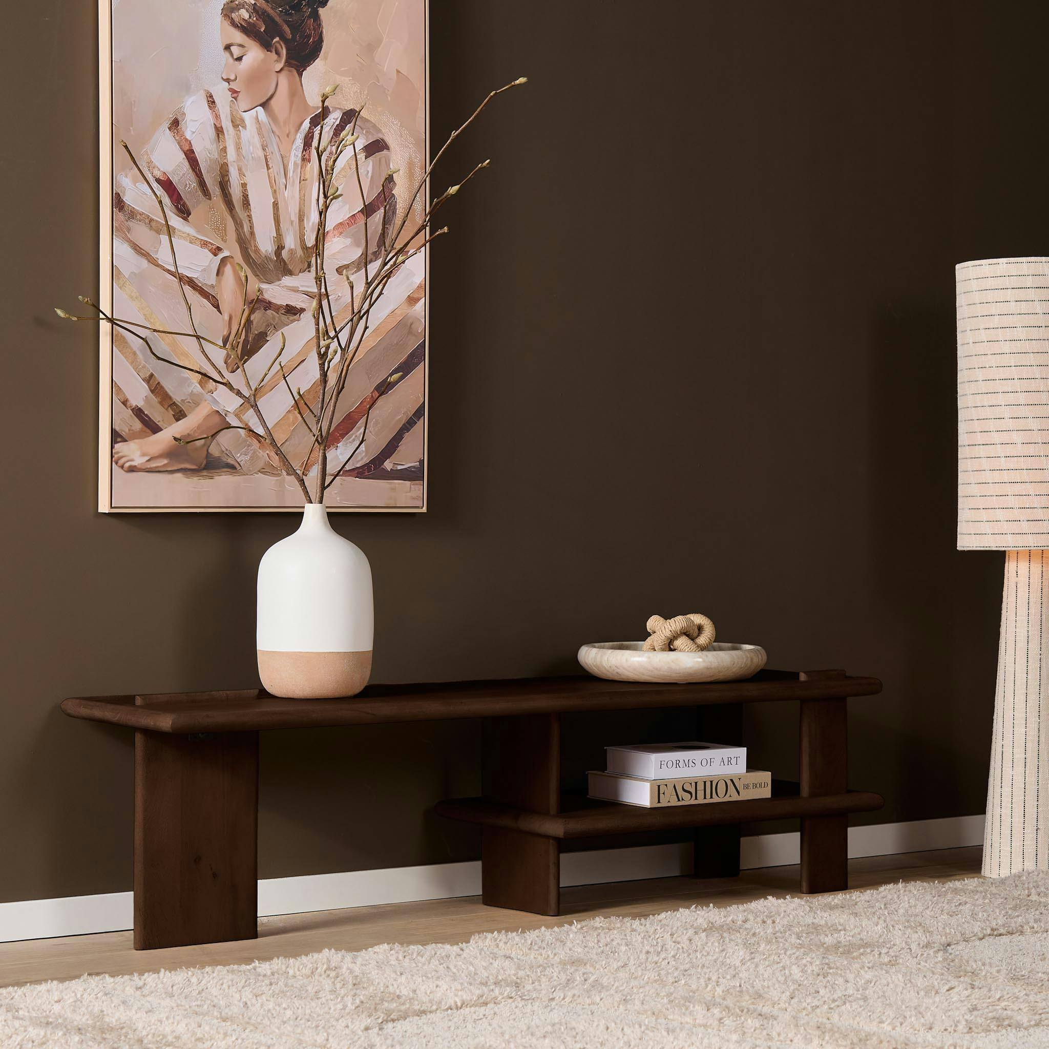 Banc TV en bois marron 160 cm ALMA